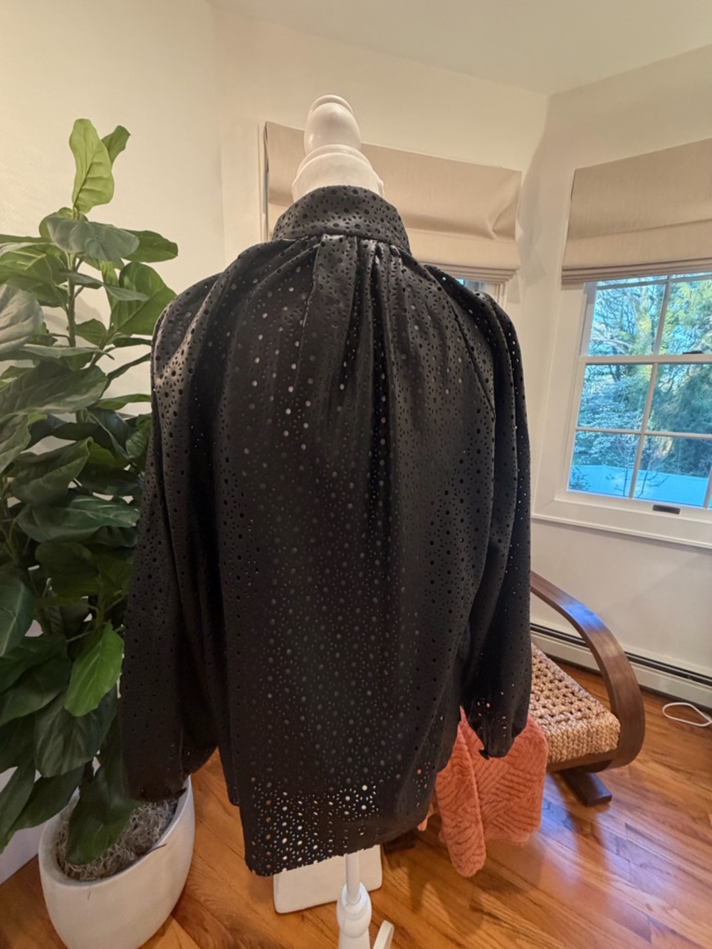 LAST CHANCE! Donating Friday!
Zara- laser cut black faux leather blouse - Picture 3 of 6